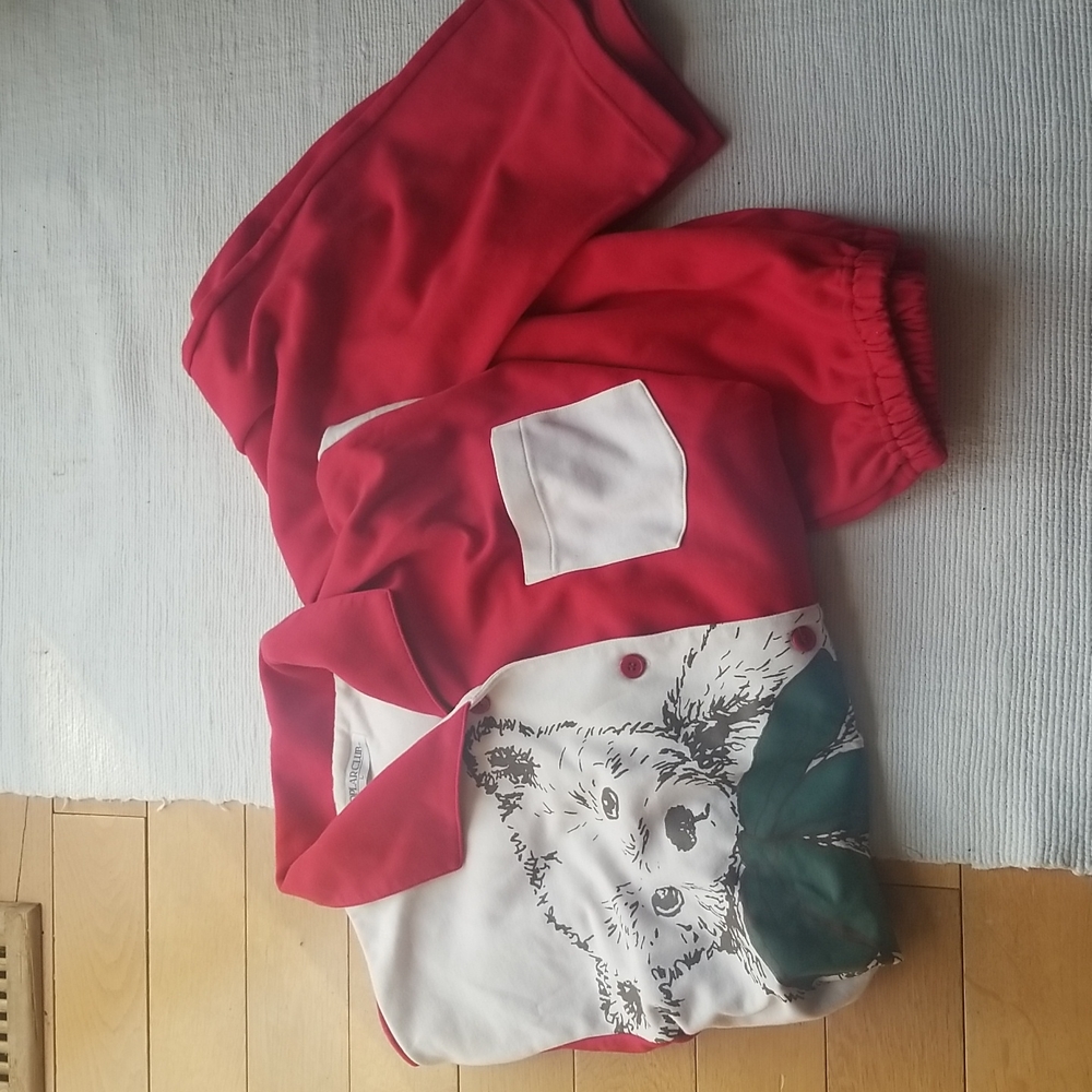 PJ Set Cute Bear with Bow that's Red, White, Collar Long Sleeves and Pants